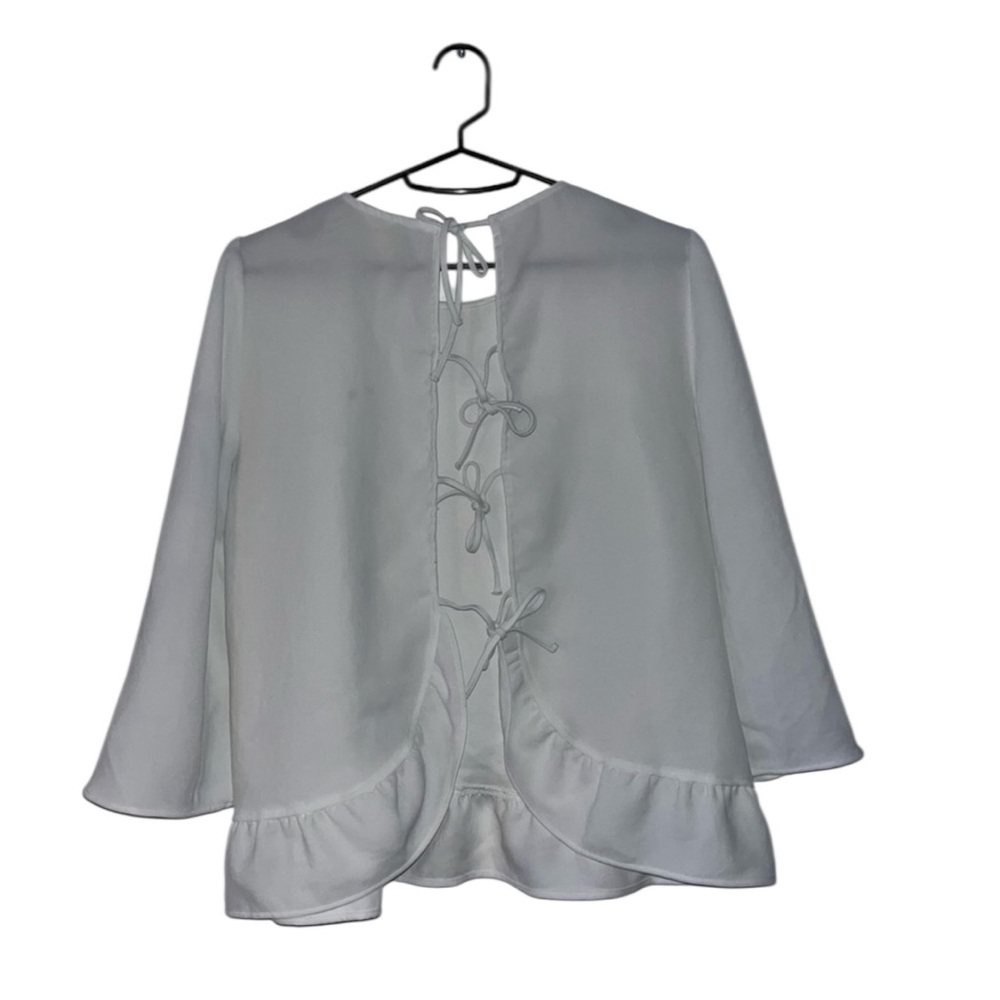 Sezane Debbie White Tie Back Blouse size medium 36 - Picture 6 of 7